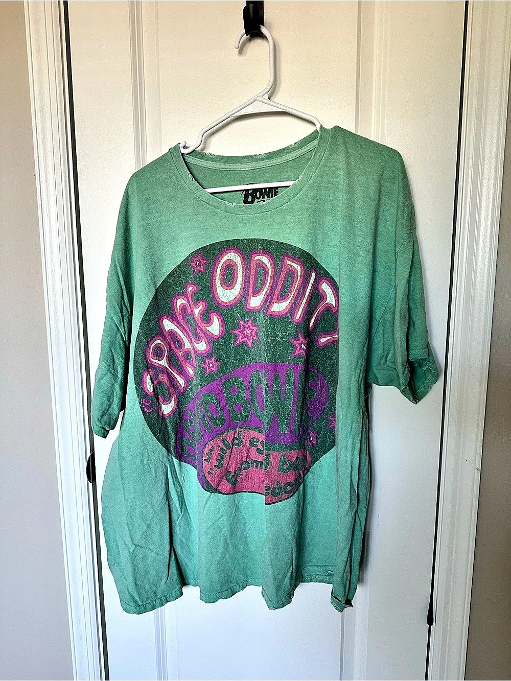 David Bowie Space Oddity Washed Graphic T-Shirt Graphic Tee in Green & Purple